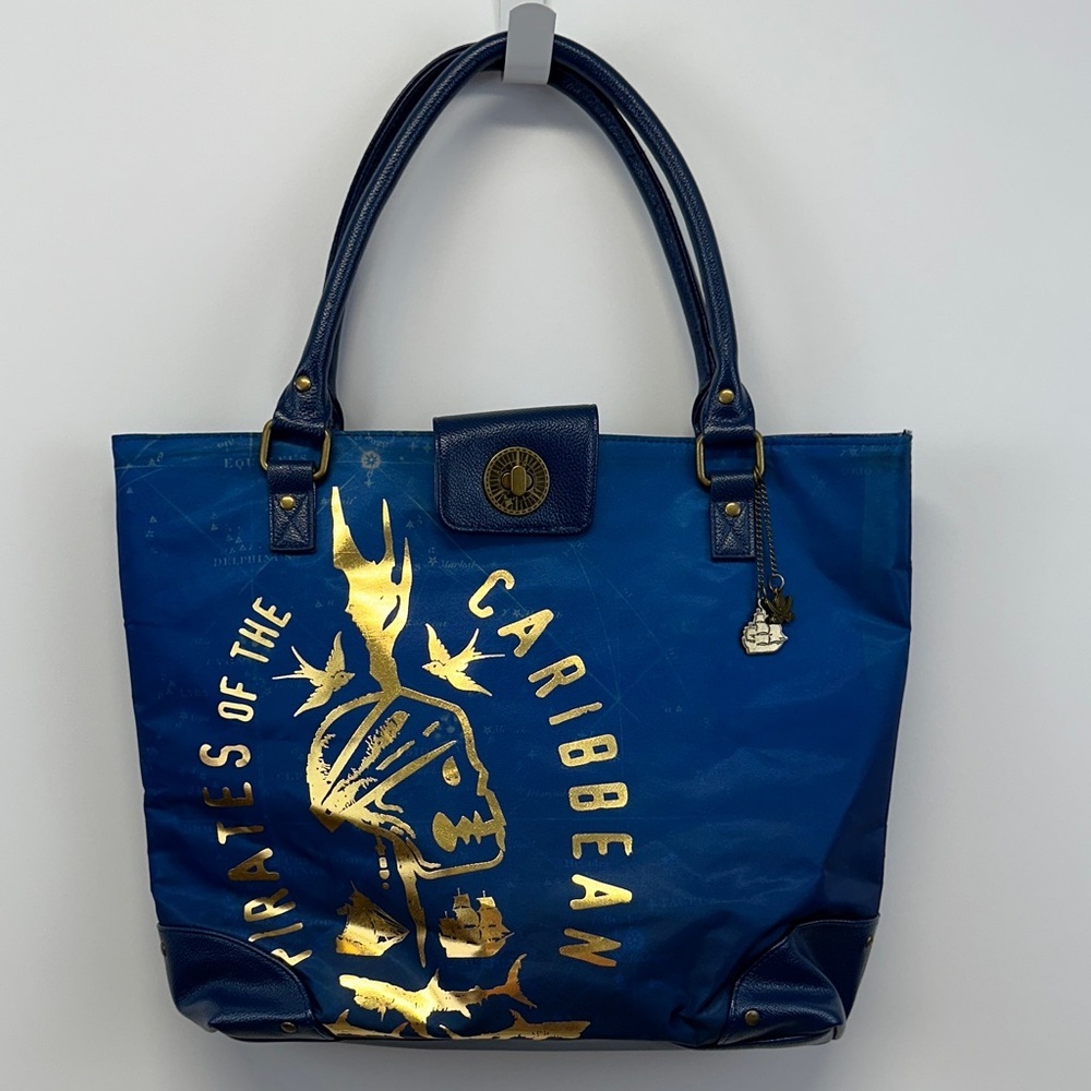 Authentic Disney Parks Pirates Caribbean Dead Men Tell No Tales Blue Tote Bag - Picture 2 of 11